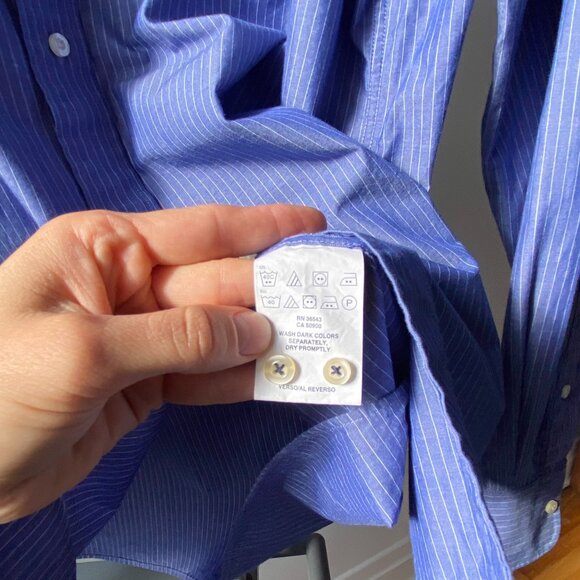 🍂 Classic Blue Pinstriped Chic Oversized Button Down Shirt by Tommy Hilfiger - Picture 8 of 8